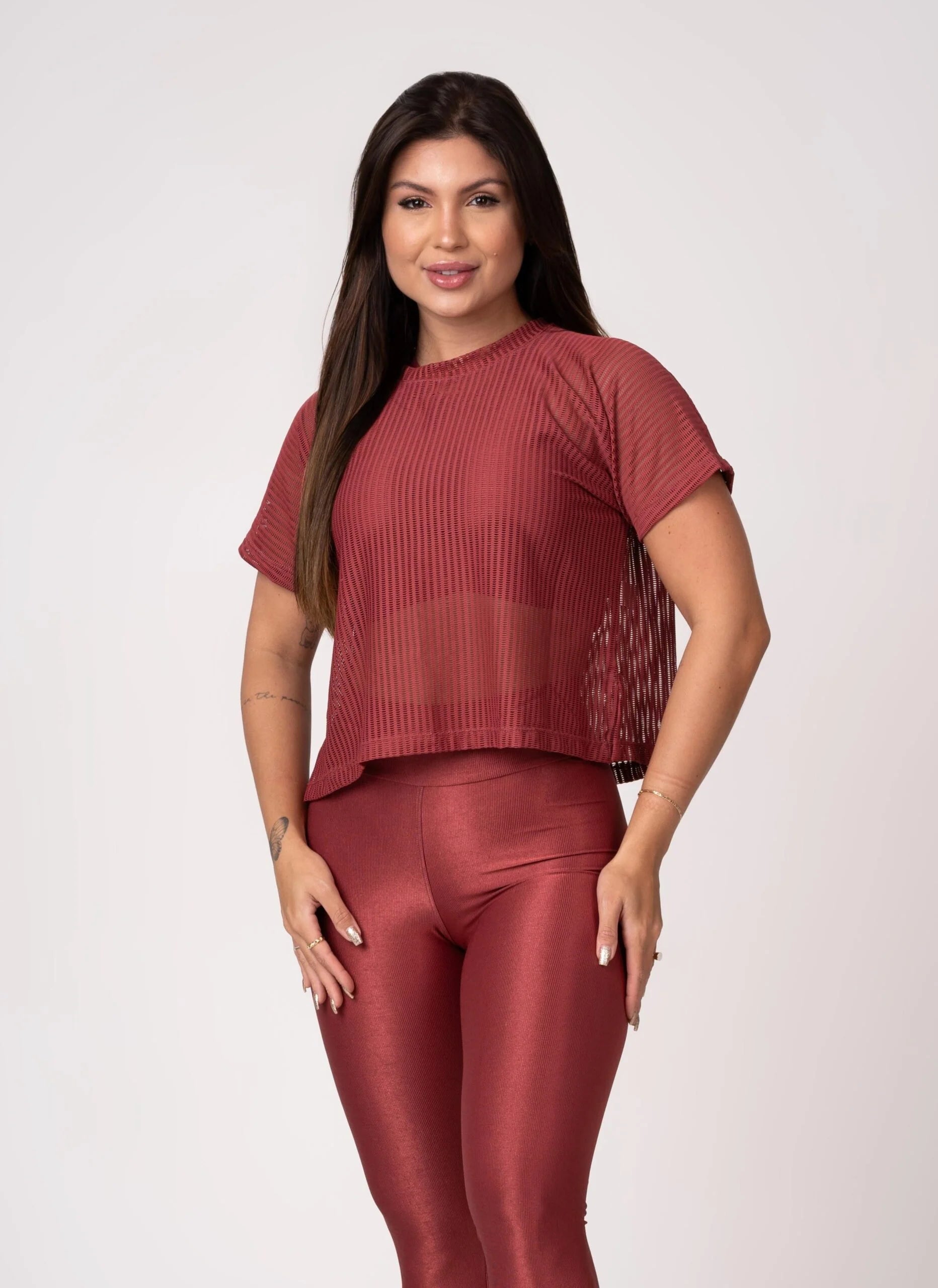 Cropped Fitness Dry Fit Marilia - Bordô 1